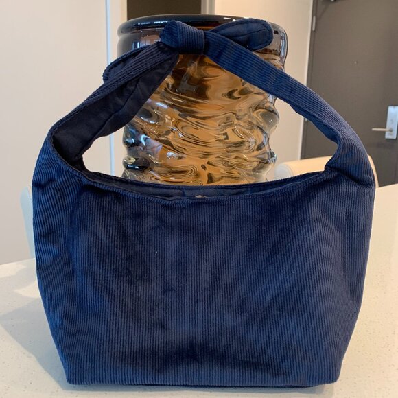 Small Corduroy Suede Hobo, Blue | Reminiscent of Bottega Veneta or Burberry - Picture 1 of 11